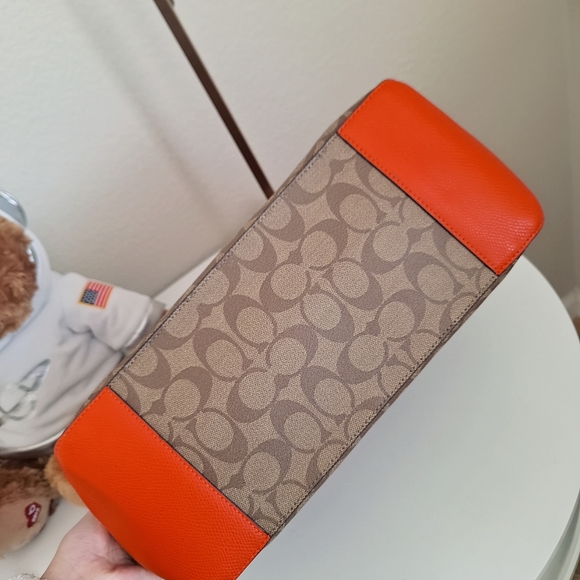 NWT Coach Signature Zip Top Tote F34603 Khaki Orange - Picture 5 of 8
